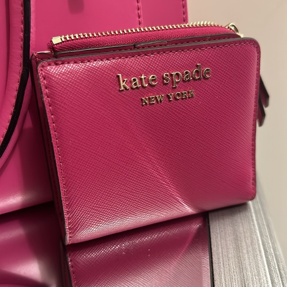 Kate Spade Pink-Orange Mini Bernadine Hadley Street Satchel with matching wallet - Picture 2 of 6